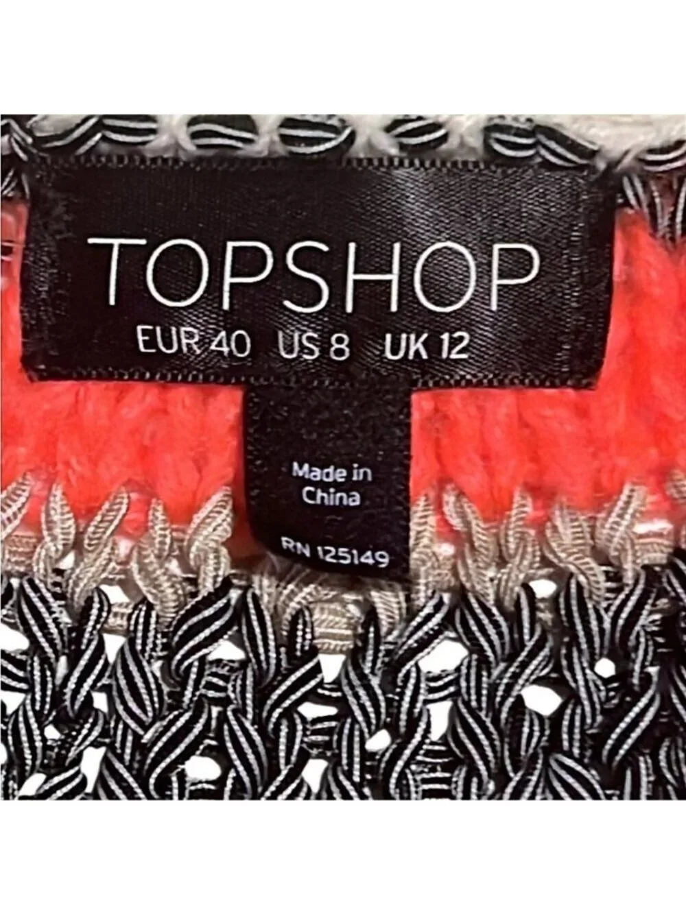Topshop Tassel Stripe Open Front Chunky Cardigan Sweater Size 8